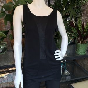 RED IODICE Sexy Black Sheer Mid-Front Panel Tunic